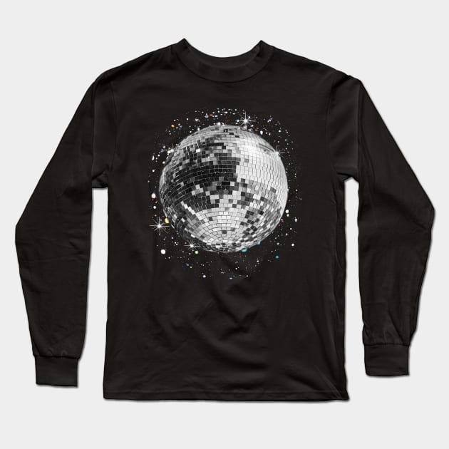 Black And White Disco Long Sleeve T-Shirt by Random Galaxy